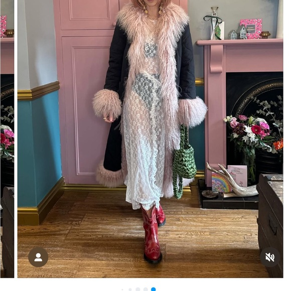 Charlotte Simone Black Puffer Coat with Pink Mongolian Fur Trim - Picture 9 of 16